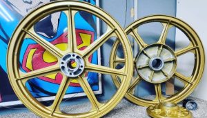 Powder Coated wheels in Regal Gold